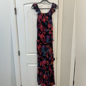En Crème Abstract Smocked Maxi Dress - Size Small
